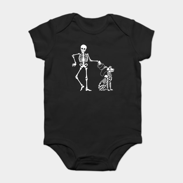 Skeleton Dog Walker Pet Sitter Halloween Baby Bodysuit by The WYLD Tribe